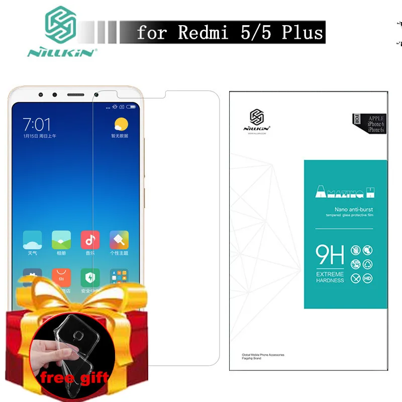 Чехол из ТПУ в подарок для Xiaomi Redmi 5 закаленное стекло Nillkin H Защита экрана plus две SIM