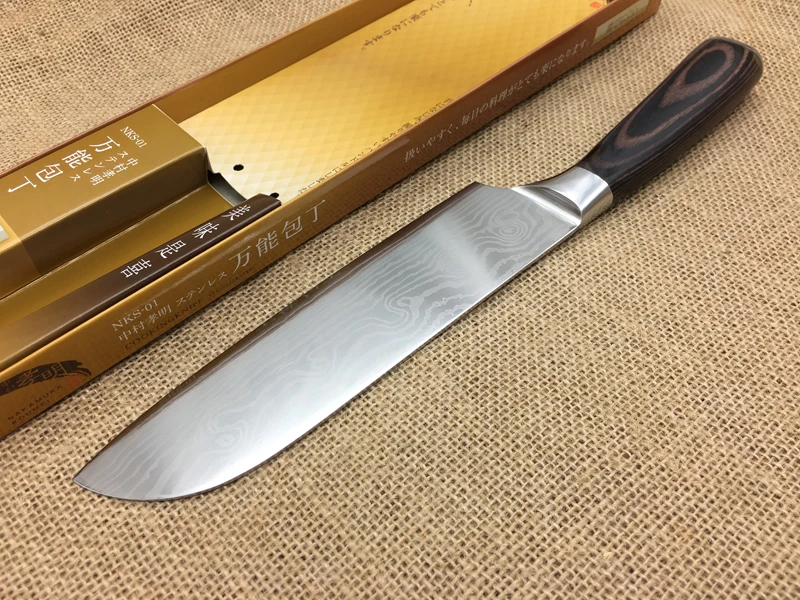 EDC кухонный нож 7 ''нож Santoku 7Cr17 лезвие цветной деревянный нож с деревянной ручкой Универсальный Прочный острый для мяса режущий Кливер новейший