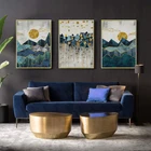 Распродажи, скандинавский абстрактный геометрический рисунок на горной стене, постер с изображением золотого солнца, настенное изображение с принтом для украшения гостиной