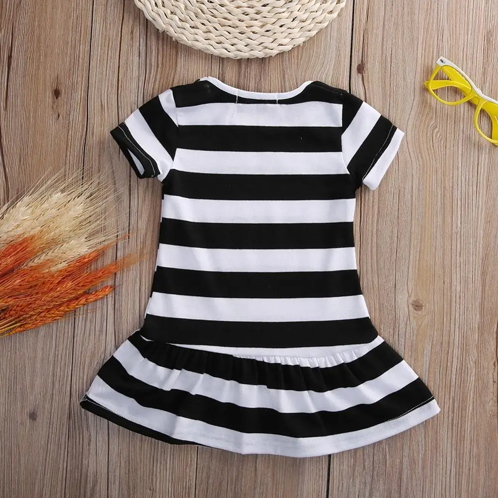 Girls dress 2-7 Yrs 2019 new baby girls summer fashion cartoon minnie stripe cotton short sleeve party princess | Детская одежда и