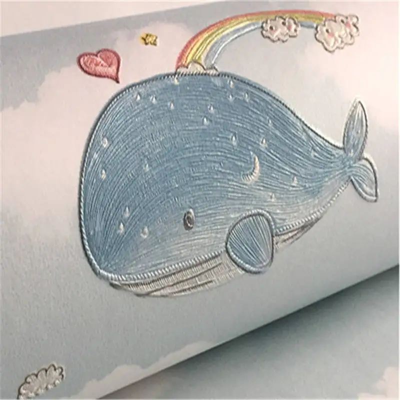 

Wallpapers Youman For 5D Stereo Children's Room Essential Pressure Wallpaper Bedroom Study Boy Girl Pink Blue Dolphin Wallpaper