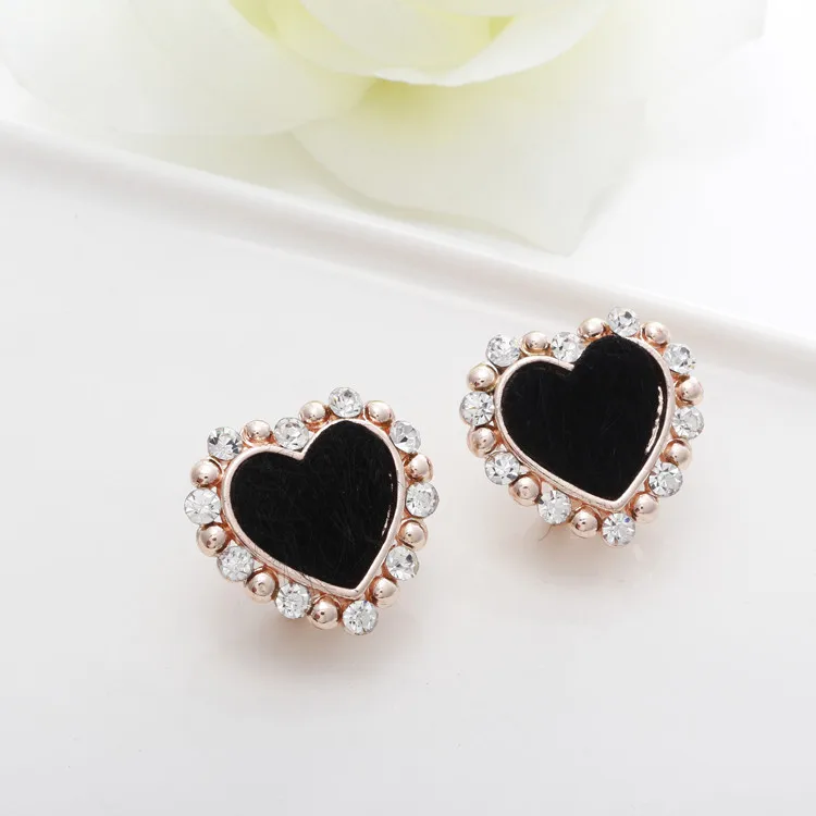 2014 New Design Fashion Jewelry alloy+rhinestone heart love Simple Stud Earrings For Women |je_002 |
