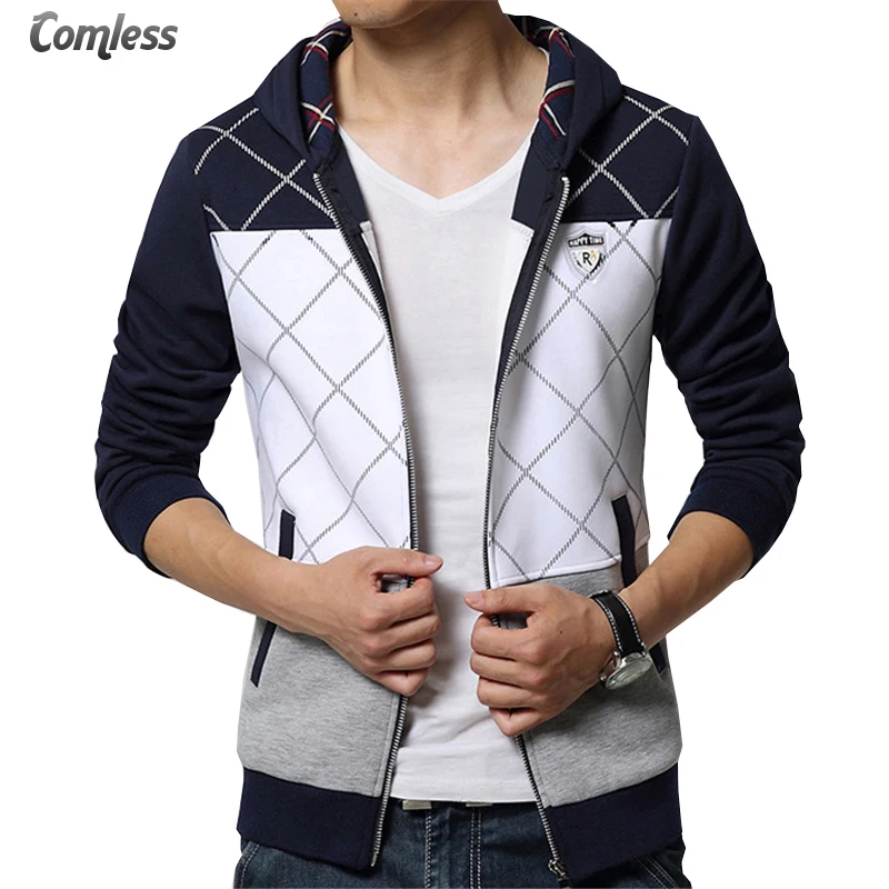 Новинка 2017 демисезонная мужская повседневная Приталенная толстовка с капюшоном