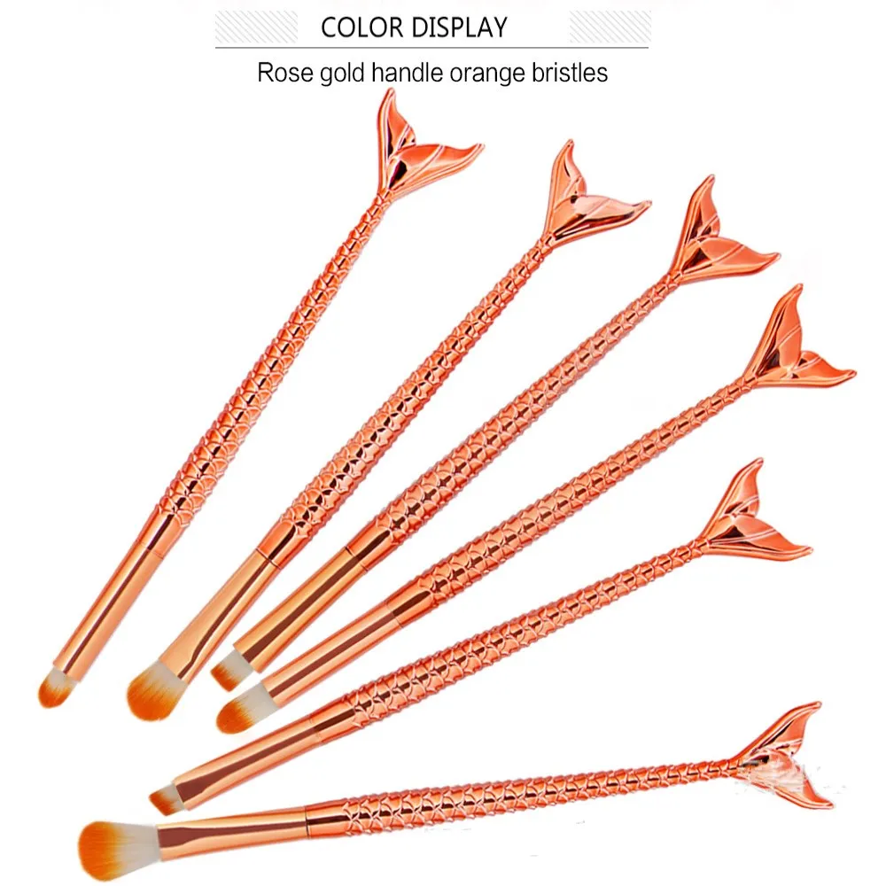 6 шт Русалка наборы кистей для макияжа Pro Косметические кисти век набора кисточек