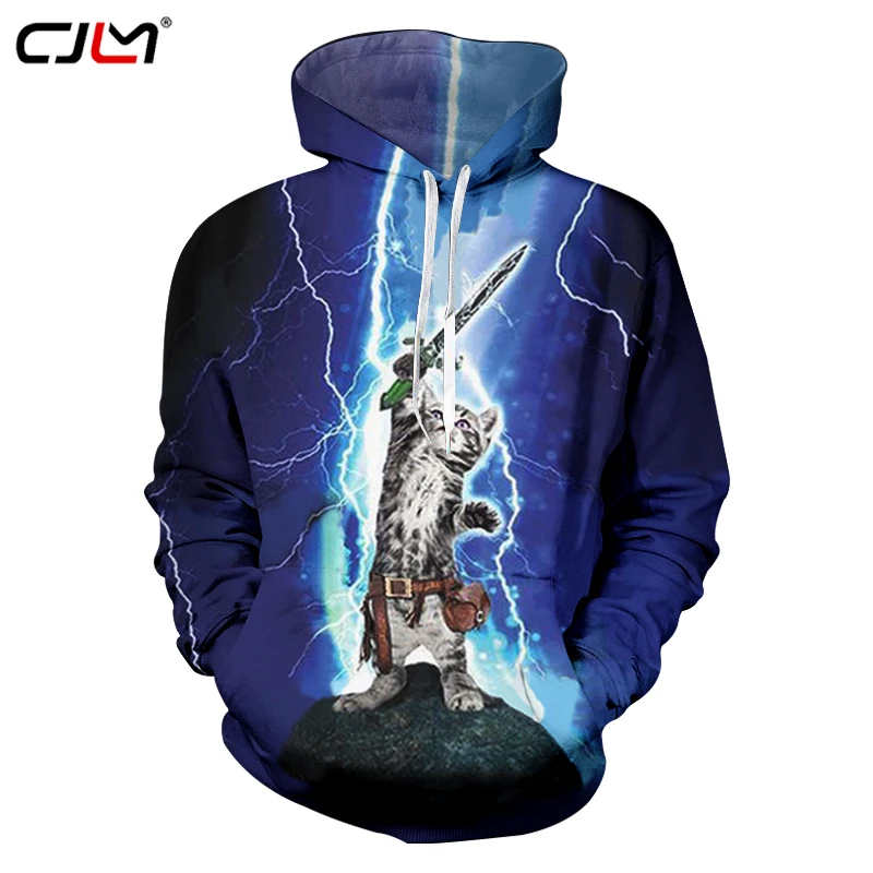 

CJLM Animal 3D Hoodies Funny Print Flashing Cat Cute Sweatshirt Hoodies Casual Long Sleeve Hip Hop Tracksuits Pocket Pullovers