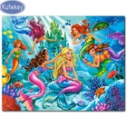 Алмазная 5d картина русалка KUFWKEY, полноразмерная мозаика-пазл с рисунком стразы, мультяшный Декор для девочек