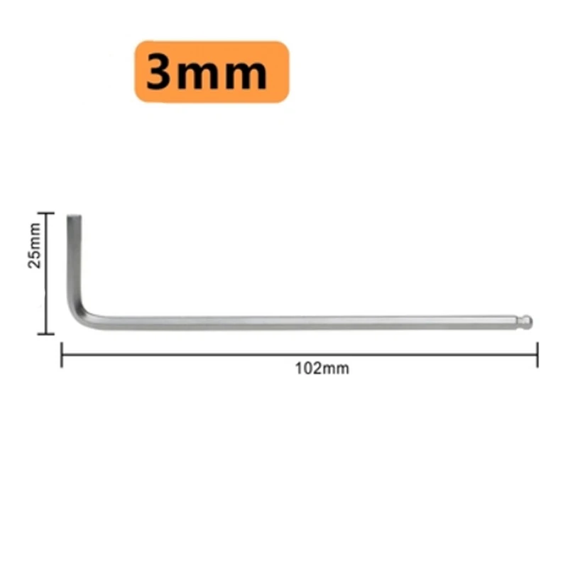 3mm x 1pcs 1 шт. 1,5 мм-22 мм шаровой конец шестигранный динамометрический ключ с двойной головкой l-образный шаровой головкой шестигранный ключ для ремонта автомобилей многофункциональный ручной инструмент - Цвет: 3mm x 1pcs