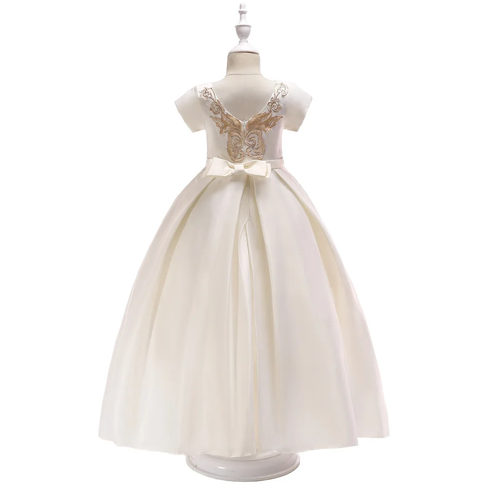 Доходящие до пола цвета слоновой кости аппликация кружева цветок девушки платья