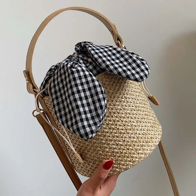 Модная ручная соломенная сумка легкая Повседневная Сумка-ведро женские шарфы