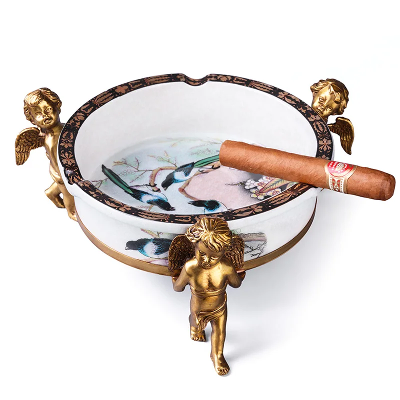 

cigar ashtray crack glaze angel copper magpie ceramic ashtray large CE-1203