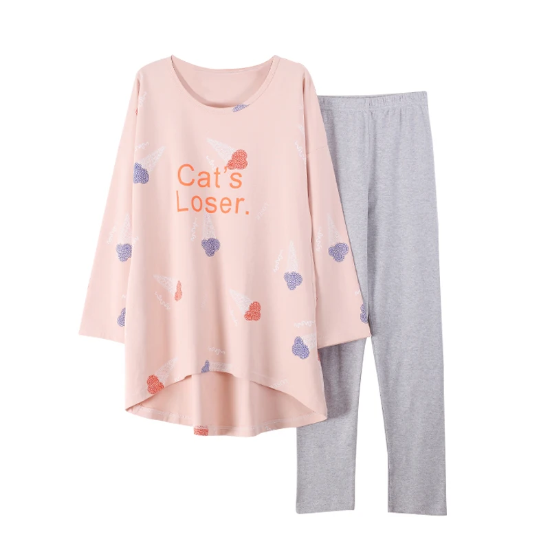 100% Cotton Pajama Sets For Women 2019 Autumn Long Sleeve Pyjama Girls Cute Pijama Night Suits Loungewear Homewear Home Clothing | Женская