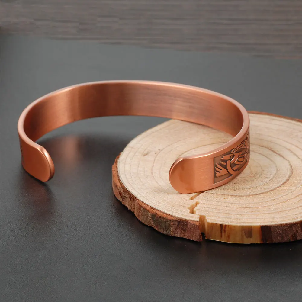 Wollet Jewelry Magnetic Therapy Pure Copper Bracelet Bangle for Men Open Cuff Bio Magnet Antique Pain Relief Anti Arthritis | Украшения и