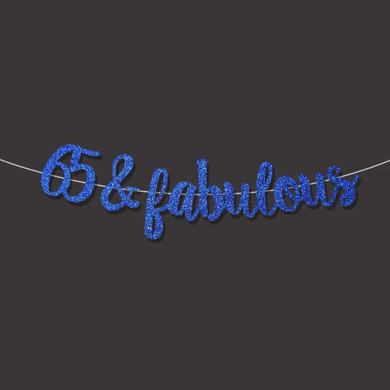 blue Золотой/черный/серебряный блеск 65& замечательный баннер 65-й happpy День Рождения Декор 65 юбилейные праздничные украшения поставки - Цвет: blue