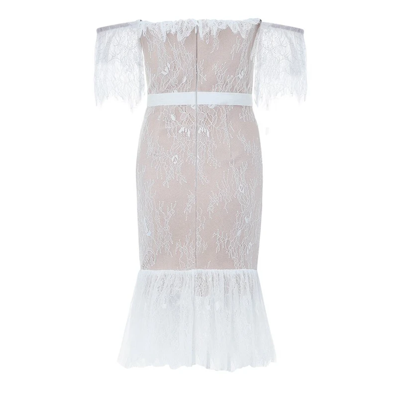 

Lace Dress Beige Top Quality Fashion Off Shoulder Short Sleeve Summer Women Sexy Mini Club Prom Party Dresses Vestidos Wholesale