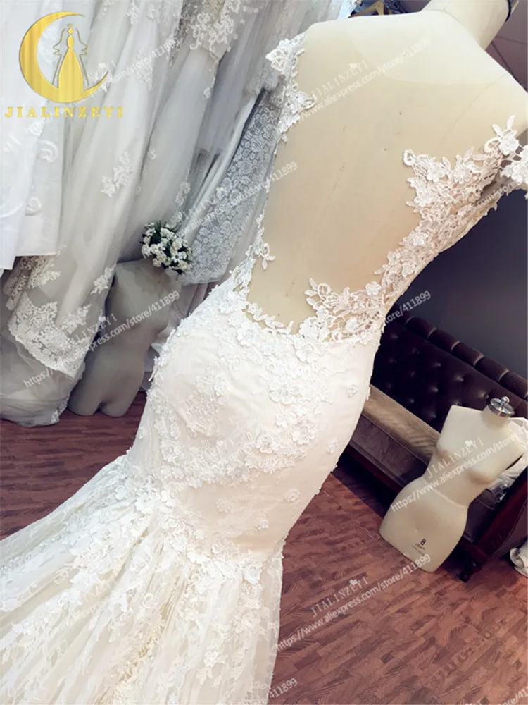 JIALINZEYI сексуальное кружевное свадебное платье цвета шампанского с открытой