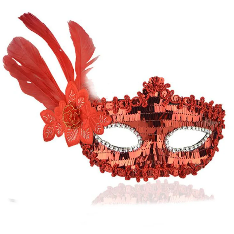10pcs/lot Ball Mask Sequins Masks With Feather Peony Adult Half Face Dance Female Princess Cosplay Props For Women Wear | Дом и сад