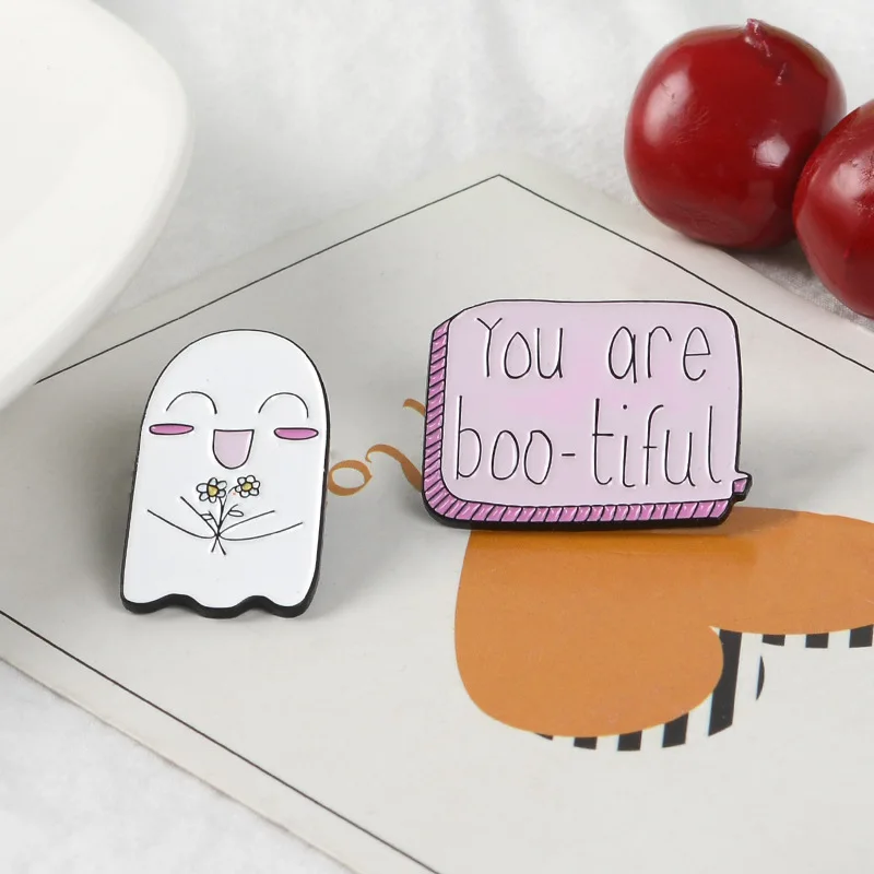 Новинка брошь в виде призрака YOU ARE BOO-TIFUL детская пара милых цветов значок и улыбки
