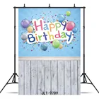 Синие обои воздушные шары деревянный пол фотографический фон для празднования дня рождения виниловая ткань печатный фон для фотосъемки