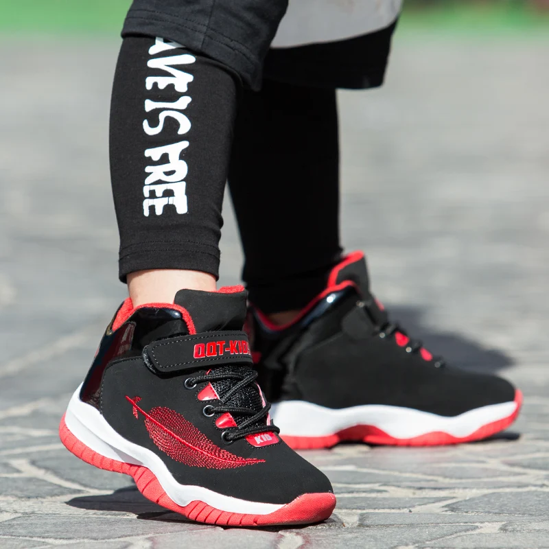 2018 Autumn New Style Leaf Embroidery Boys Basketball Shoes for Kids Outdoor Sneakers Children's Sport PU Leather Trainers | Спорт и