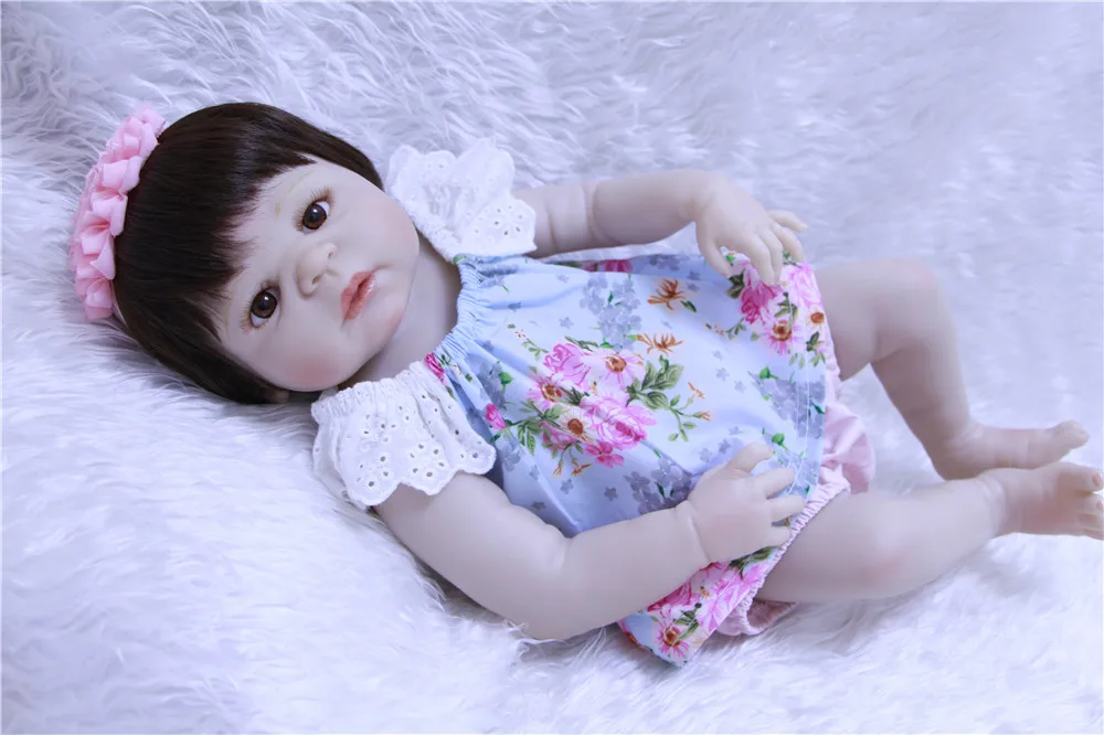 NPKCOLLECTION Новинка 55 см полностью силиконовая кукла новорожденная девочка