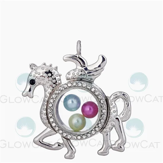 K1505 flying horse Плавающий живой медальон с памятью кулон подходит 8 мм бусины жемчужная клетка Стразы фото талисманы кулон со стальной цепочкой ожерелье или нет - Окраска металла: K1505 flying horse