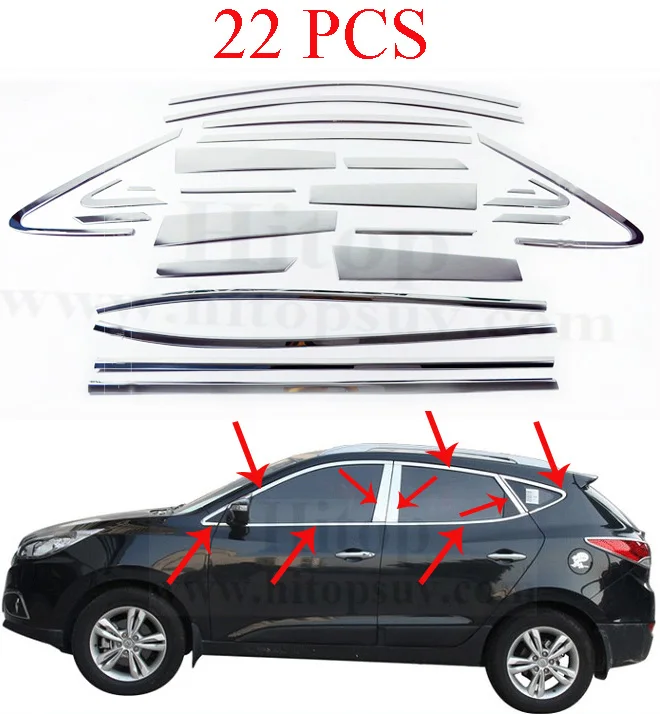 Новое поступление оконная рама/крышка/отделка для hyundai IX35, вверх+ вниз+ столб+ B столб+ C столб, всего 22 шт, для 2010 - Название цвета: full window 22pcs