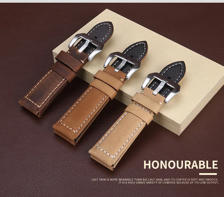 Genuine Leather Watch Band First layer cowhide Matte Leather Straps For Wristwatch Bands Watch Accessories 22/24/26 mm Wholesale