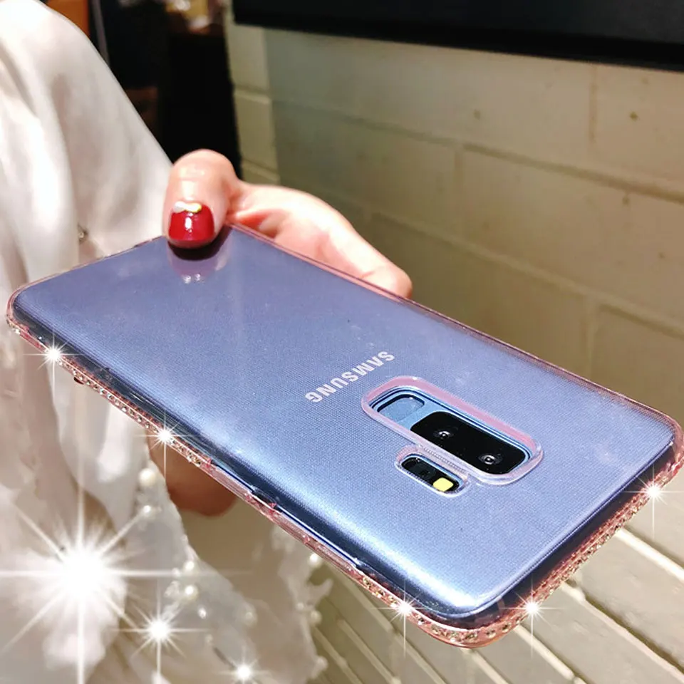 Чехол для телефона с алмазной рамкой Samgung Galaxy S9 Plus S8 J3 J5 J7 Pro 2015 2016 2017 J2 Prime A3 A5 A7