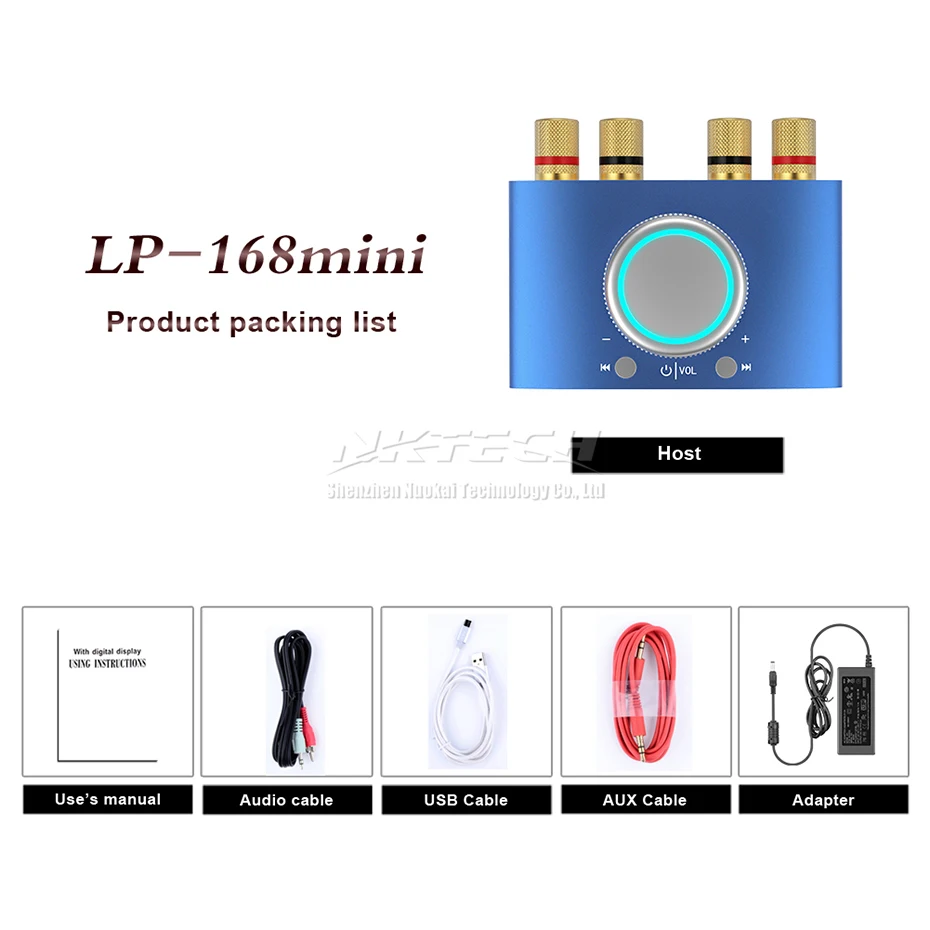 NKTECH LP-168mini аудио усилитель мощности Bluetooth 4,2 HiFi стерео 2CH 50 Вт автомобильный домашний цифровой плеер низкий уровень шума усилитель для наушников