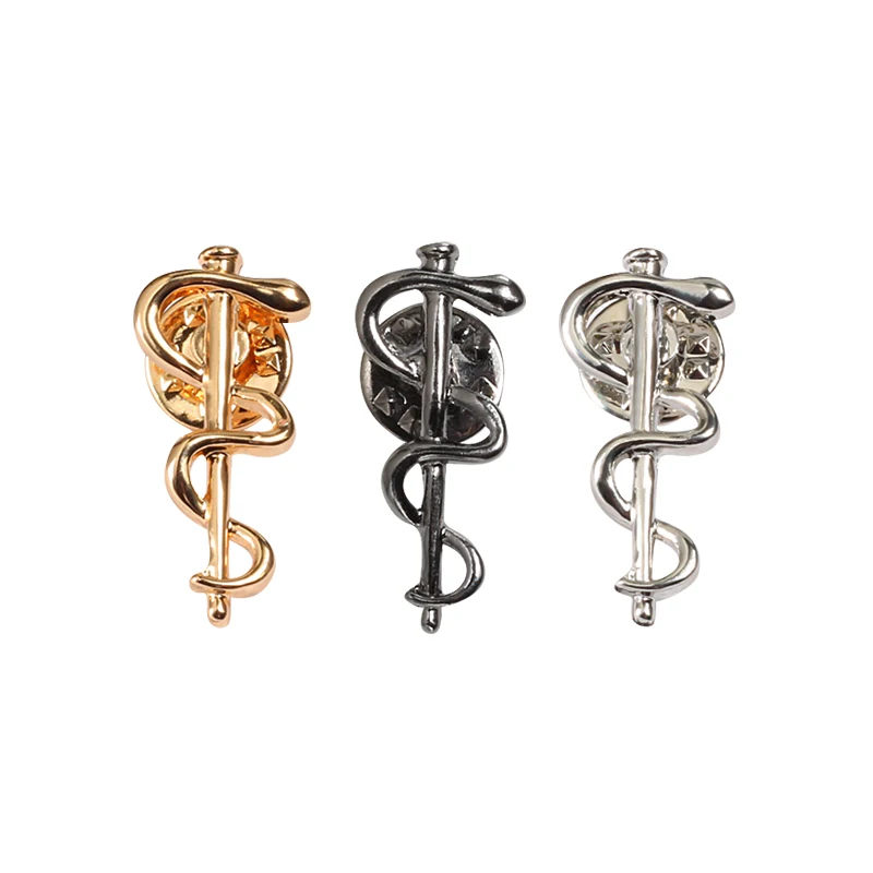3pcs set 3 цвета, палка для ловли змей, брошь, золото, серебро, черный, Всемирная организация здравоохранения, кто, логотип, булавка, значок для доктора медсестры, ювелирное украшение в виде лацкана, подарки - Окраска металла: 3pcs set