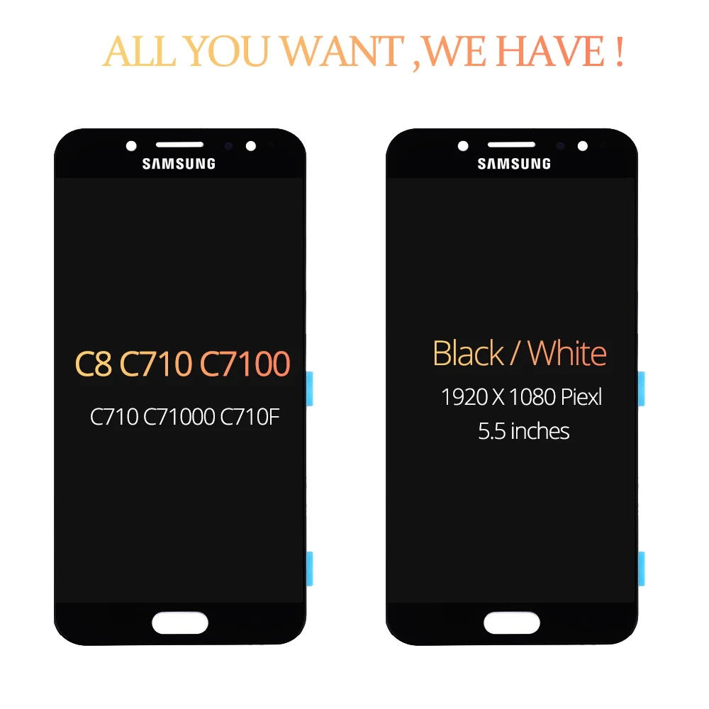 Сменный ЖК-дисплей 100% дюйма SUPER AMOLED для SAMSUNG Galaxy C8 C7100 C710F дисплей с сенсорным