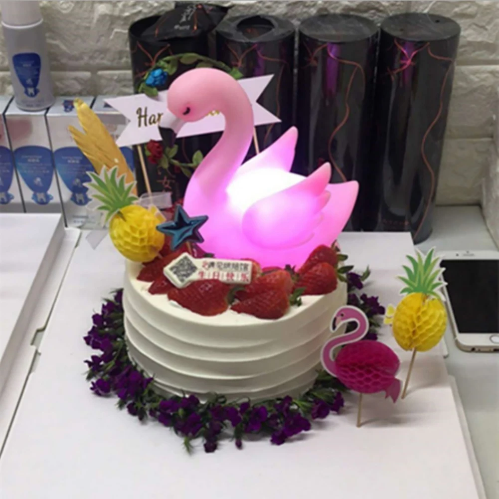 Romantic LED Pink Flamingo Style Novelty 3D Desk Lamp Creative Kids Night Light Bedroom Decorative Lamp Cake Ornament Gift