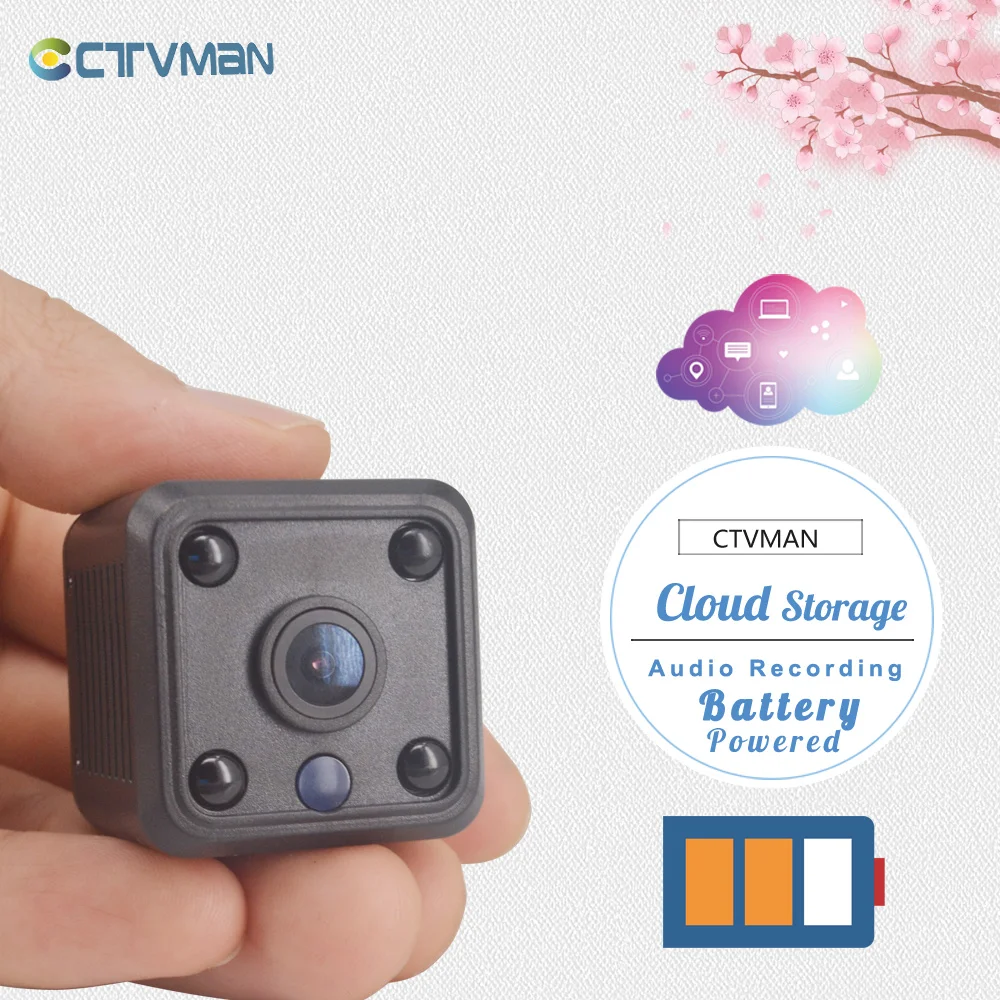 CTVMAN 1080P батарея камера безопасности мини камера IP Wifi 2MP IP камера Облачное хранилище широкоугольный режим AP 64G слот датчик движения