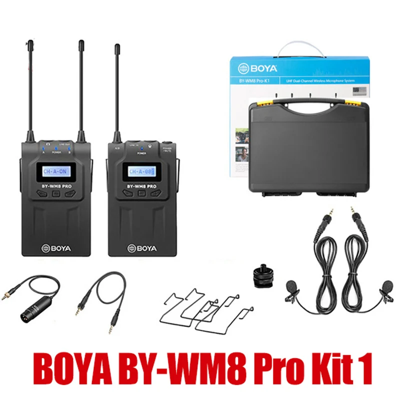 WM8 PRO Kit 1 BOYA BY-WM8 PRO UHF двойной беспроводной петличный микрофон системы для Canon Nikon DSLR камера видео интервью вещания видеокамеры - Цвет: WM8 PRO Kit 1