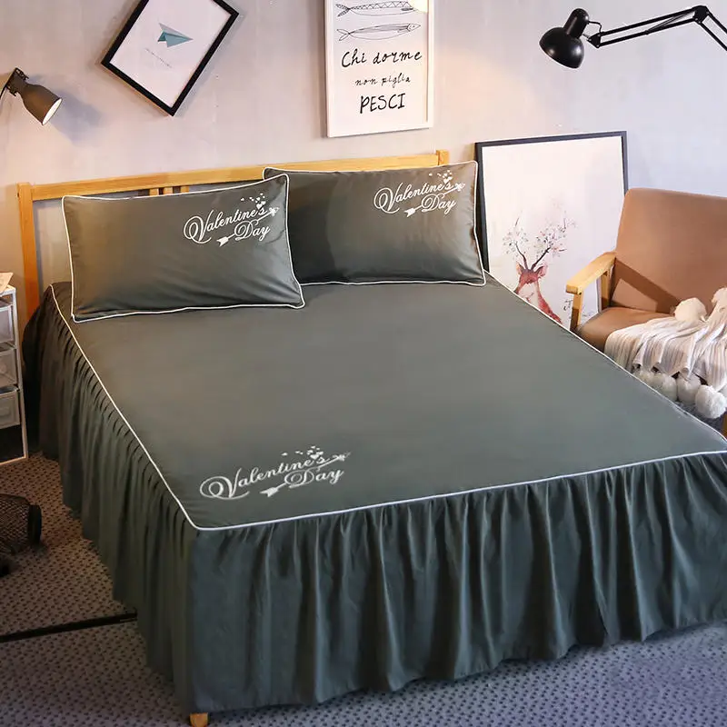 030C Polyester/cotton Bed Skirts Mattress Protector Solid Bed Sheets Bedspread Bedding Set Covers Fitted Sheet Bedsheet Wedding Gift - Цвет: 030C