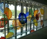 luxury multi color wall decor flower plate crystal handmade murano glass flush monted art craft window plate