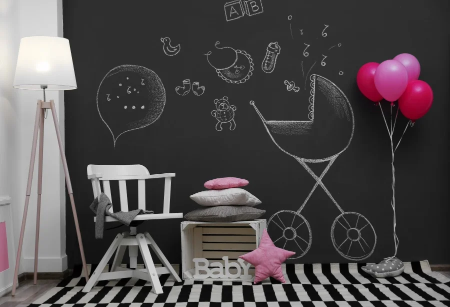Laeacco Blackboard Balloons Baby Birthday Party Chair Light Portrait Photo Backdrops Photographic Background For Studio | Электроника