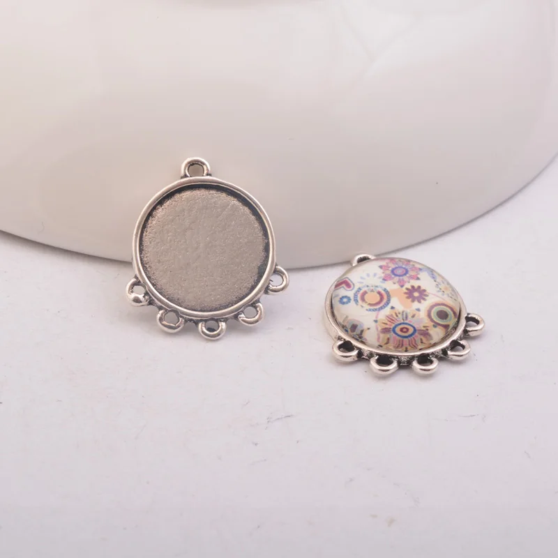 Серьги кабошоны под античное серебро 14 мм 30 шт.|Ювелирная фурнитура и компоненты|