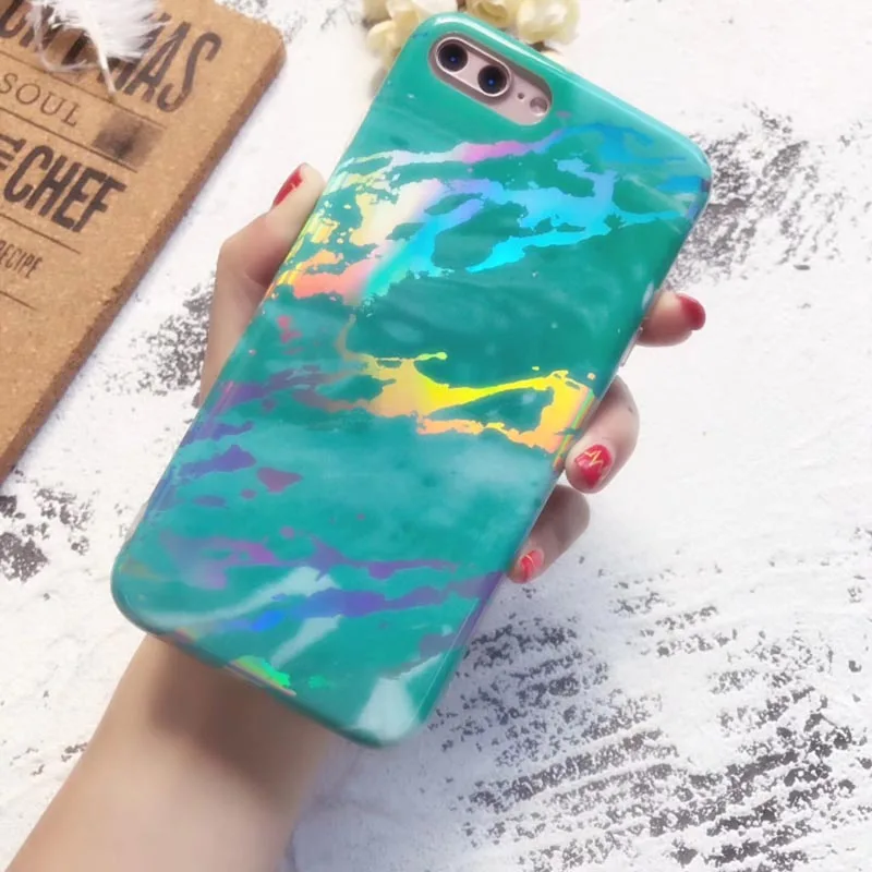 Kerzzil Laser Gold IMD мраморный чехол для iPhone 7 6 6S Plus Мягкие силиконовые чехлы Чехол X 8 Capa |