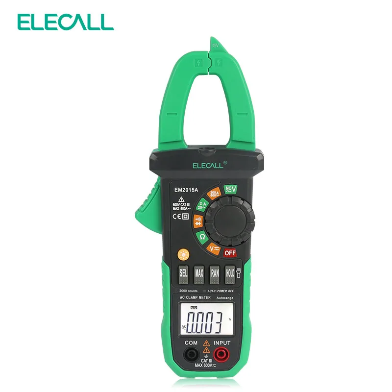 ELECALL EM2015A 26 мм челюсть емкость легко отделить провод NCV цифровой клещи с факелом