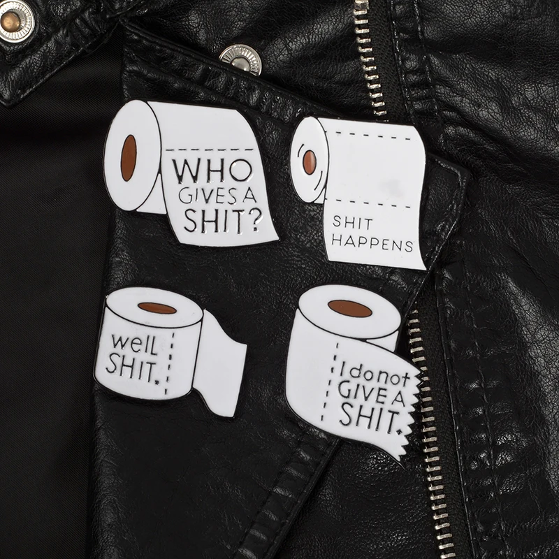 Roll Paper Series! Cloth Backpack Accessories White Happens Metal Enamel pins Funny Quote Badges Brooches for Men Women