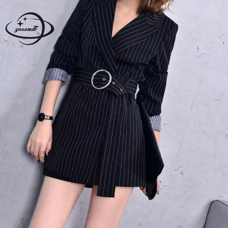 YAUAMDB женские блейзеры 2018 Весна cotton Хлопок Женский костюм куртки одежда полосатые