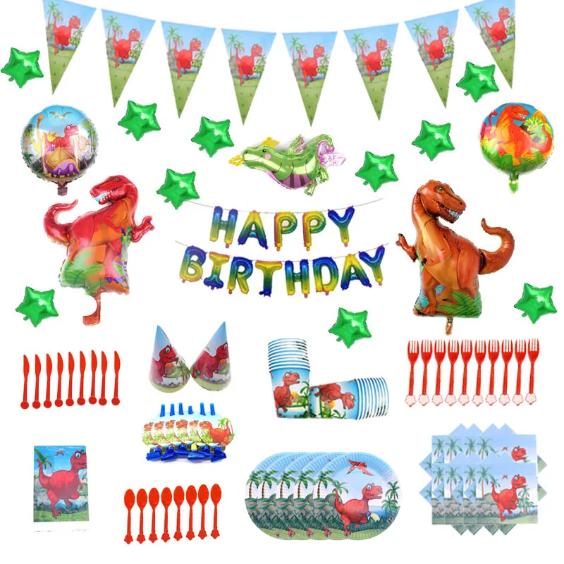 Одноразовые Tablewar красный динозавр вечерние принадлежности для дня рождения
