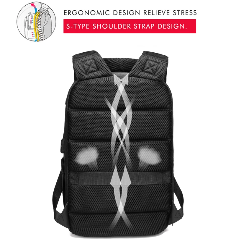 15,6 дюймовый рюкзак для ноутбука, деловая мужская сумка Mochila, рюкзак для путешествий с usb-зарядкой, водоотталкивающий функциональный рюкзак a0003