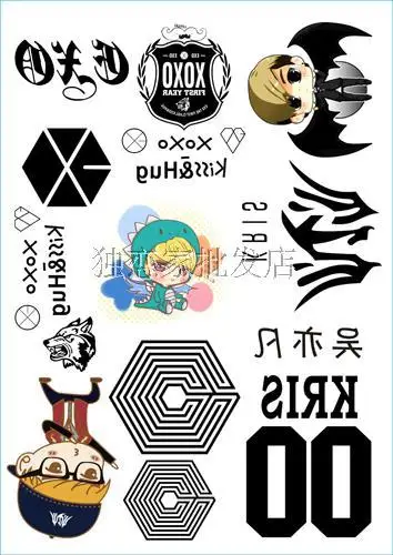 2014 Новинка 5 шт. 1 лот EXO волк временные татуировки наклейки Body лица Arm Поклонники