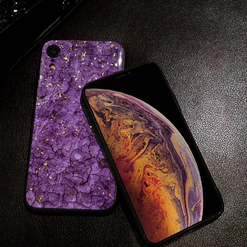 Для iphone XS X 10 XR Max ретро золотой фольги мрамор мягкий силиконовый блестящий чехол