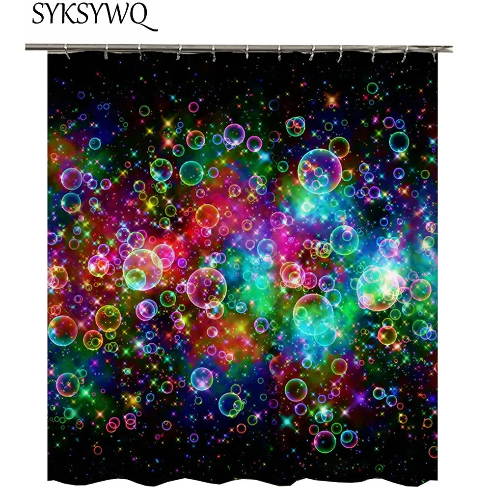 Colorful Bubble Shower Curtain Waterproof Polyester Kids Bathroom Curtain