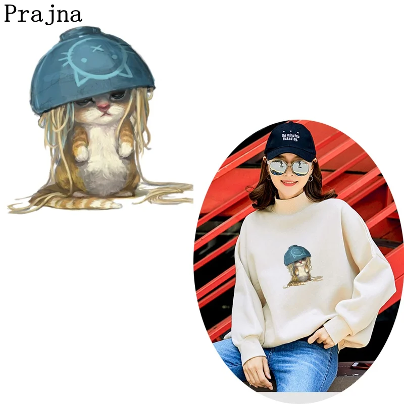 Наклейки Prajna с изображением животных и кошек для детской одежды виниловые