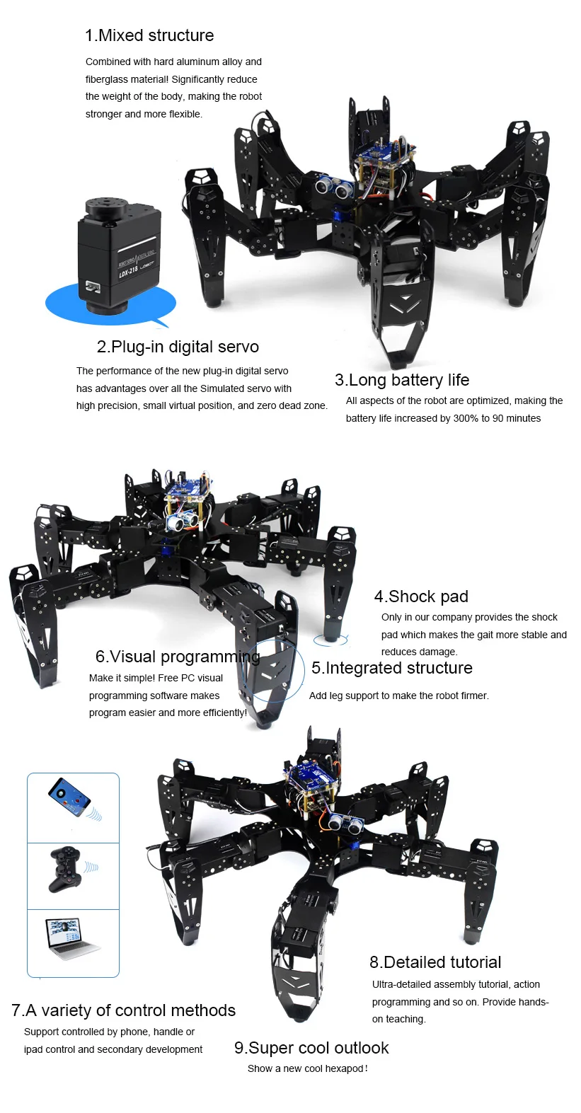 CR-6 шестиногий робот-паук Hexapod Robtics с 20CH контроллером сервопривод Arduino робот-игрушка