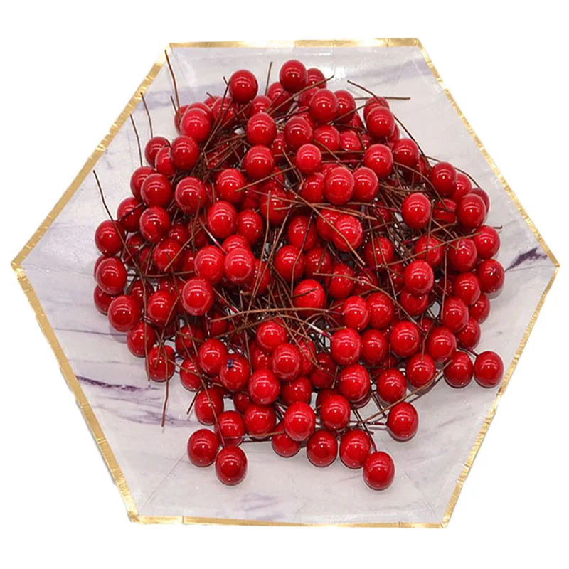F03 50 шт./лот маленький искусственный цветок фрукты тычинки пластик Жемчуг Вишня ягоды для рождественской елки DIY Подарочная коробка Украшенные венки - Цвет: F03